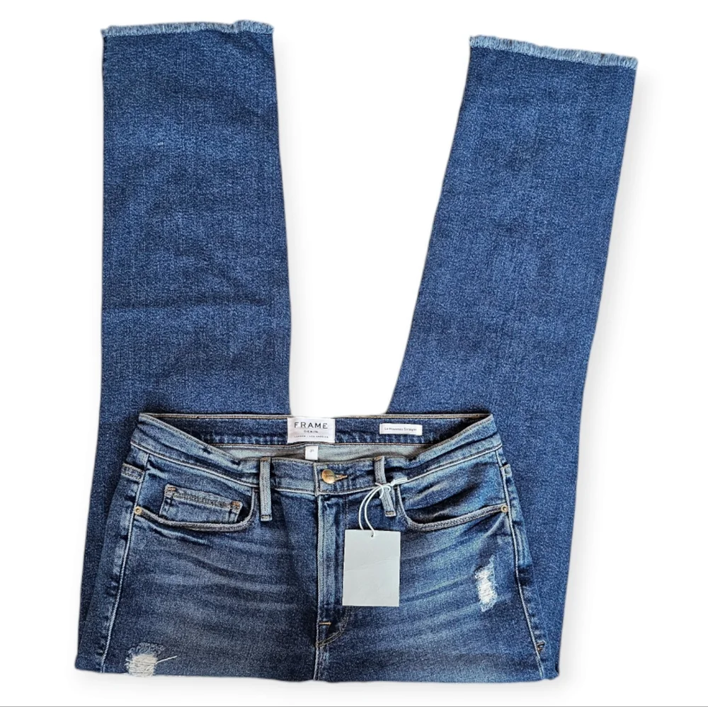 Frame Le Nouveau Straight Jeans with Raw Edge Slit Size 31 NWT